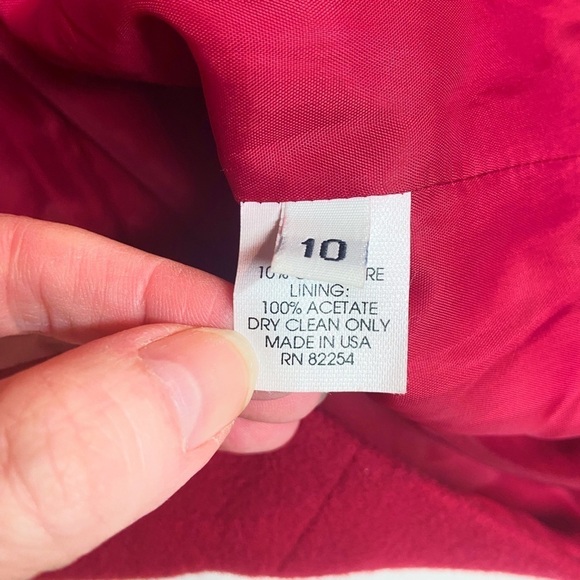 Finity vintage red wool cashmere button up cropped blazer 10 - Picture 7 of 10